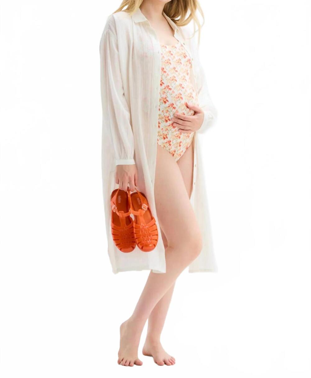 NEW HATCH bungalow shirt dress -maternity in white